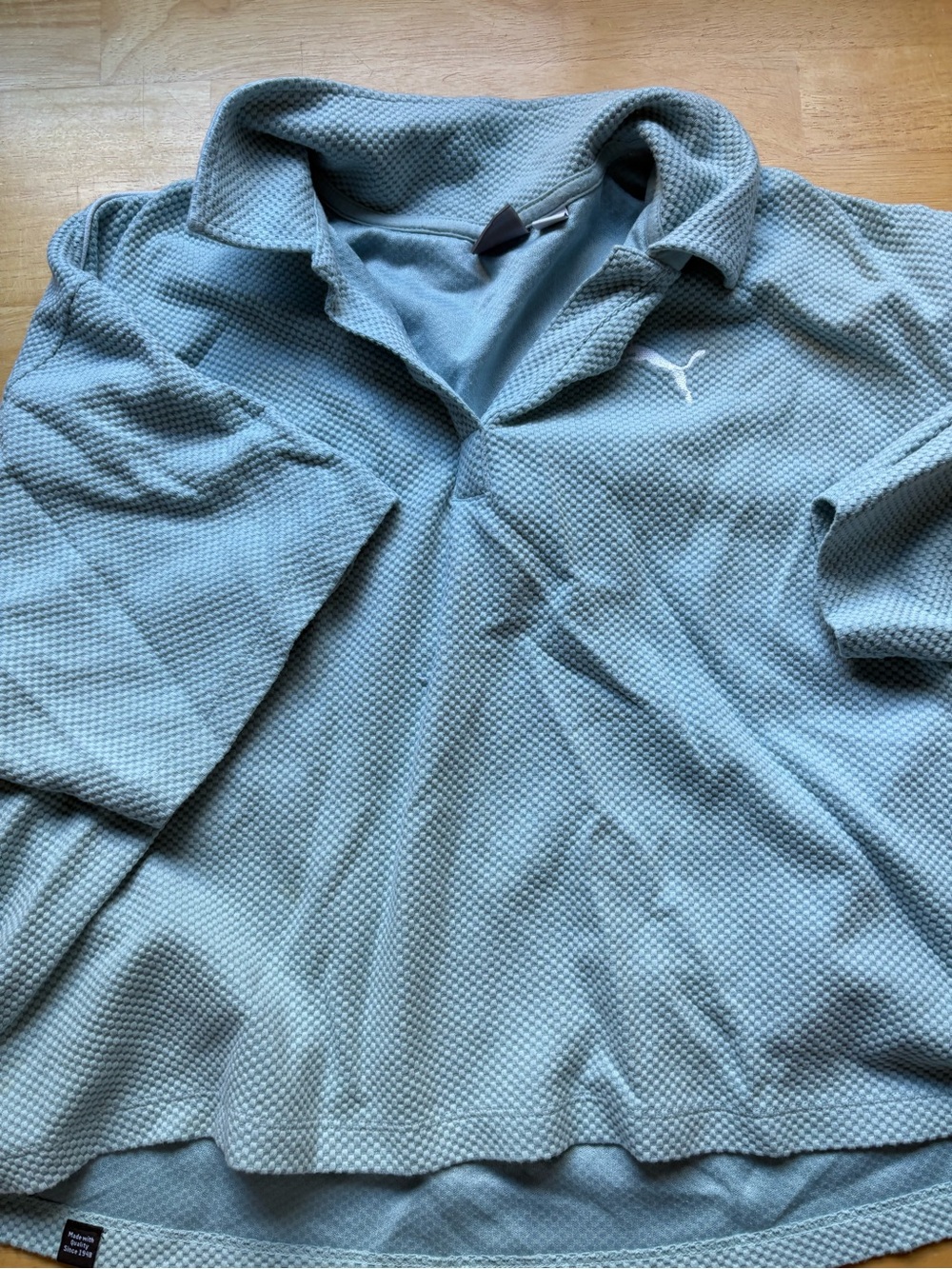 Puma Men's Powder Blue Textured Quarter-Zip Polo
